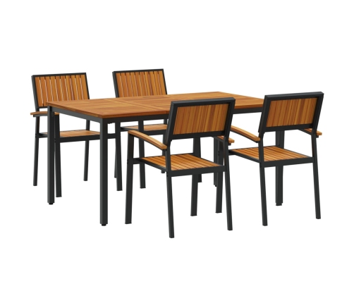 Juego de Comedor de Jardín Conjunto de 5 Piezas Negro