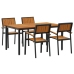 Juego de Comedor de Jardín Conjunto de 5 Piezas Negro