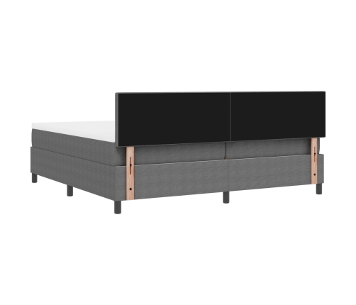 Cama Box Spring con Colchón Gris 200x200 cm Tela de Pana