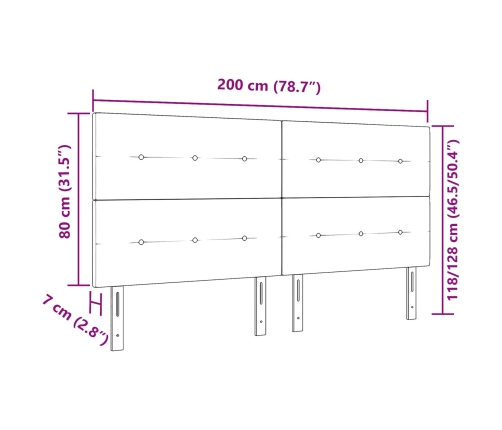 Cabecero  con Botones Acolchados Gris Claro 200 cm Terciopelo