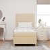 Cama con somier  con colchón y LED crema 100x200 cm tela