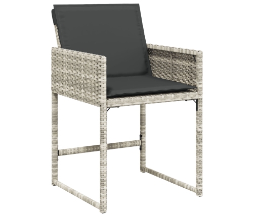 Set de comedor de jardín de 5 piezas con cojines de ratan PE gris claro