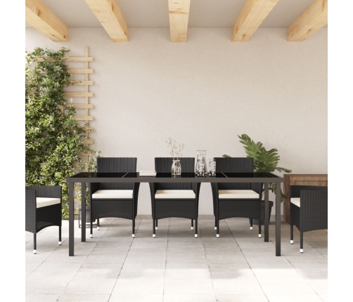 Mesa de Jardín  Negra 200x80x73 cm con Vidrio Templado