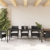 Mesa de Jardín  Negra 200x80x73 cm con Vidrio Templado