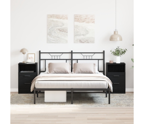 Mesas de Noche  2 pcs Negro Roble 40x35x65 cm Madera Elaborada