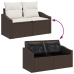 Conjunto de Sofás de Jardín Set de 5 Crema, Marrón