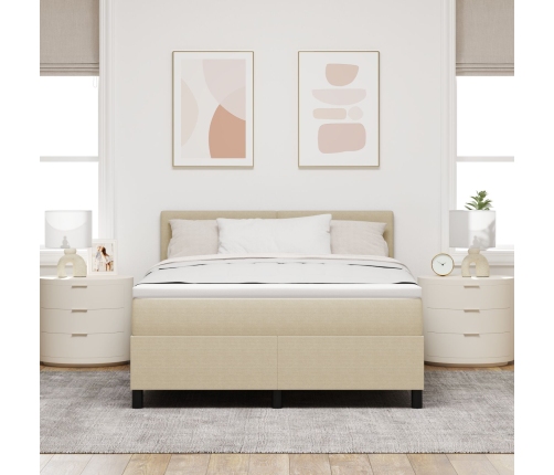 Cama con Base de Muelles  con Colchón Verde Claro Gris 140x200 cm Tela de Corduroy