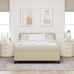 Cama con Base de Muelles  con Colchón Verde Claro Gris 140x200 cm Tela de Corduroy