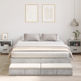 Marco de cama con almacenamiento  Gris concreto Madera de calidad