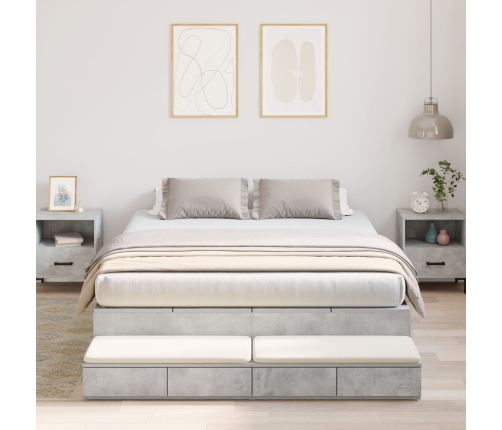 Marco de cama con almacenamiento  Gris concreto Madera de calidad