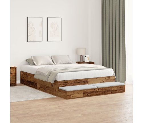 Estructura de cama de almacenamiento Madera antigua Madera elaborada