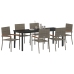 Conjunto de Comedor de Jardín de 7 Piezas  Gris Ratán Polímero