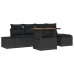 Conjunto de Comedor de Jardín de 6 Piezas con Cojines Negro Poliratán Acacia