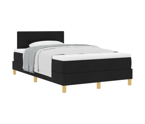 Cama con Box Spring con Colchón Negra 120x200 cm Tela