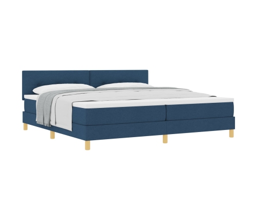 Cama Box Spring  con Colchón Azul 200x200 cm Tela