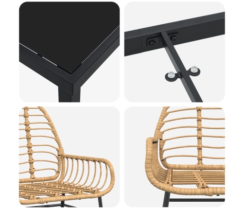 Conjunto de Comedor de Jardín  de 9 Piezas Marrón Poliratán
