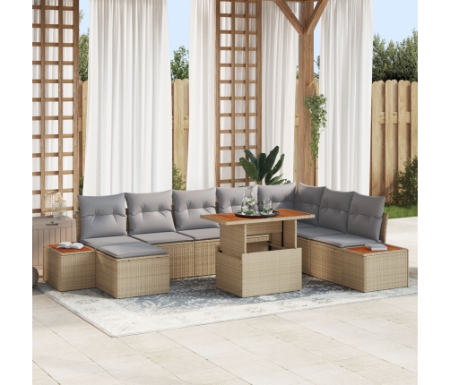 Conjunto de Sofá de Jardín  Juego de 9 Beige, Gris