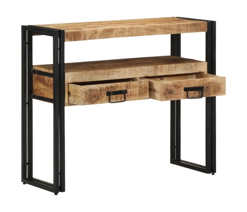 Mesas Auxiliares  Negras 90x33x75 cm de Madera Maciza de Mango y Metal