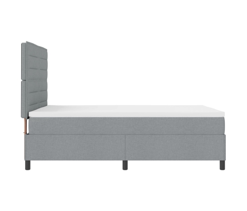 Cama con Box Spring  con Colchón Gris Claro 140x190 cm Tela