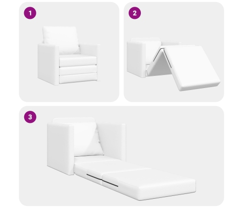 Sofá Cama de Piso  2 en 1 Blanco 74x77x81 cm Cuero Sintético