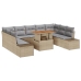 Conjunto de Sofá de Jardín  10 Piezas Beige, Gris Rattan, Poliéster