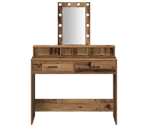Mesa de Tocador  con Luces LED de Madera Vieja 100x41x140 cm