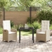 Set de Comedor de Jardín de 3 Piezas con Cojines Beige Poliratán