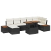 Juego de Comedor de Jardín de 8 Piezas con Cojines Negro Rattan Poliéster Acacia