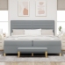 Cama Box Spring  con colchón y banco Gris Claro 200x200 cm Tela