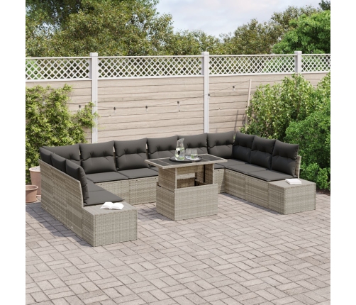 Conjunto de Sofá de Jardín  11 Piezas (Beige y Gris)