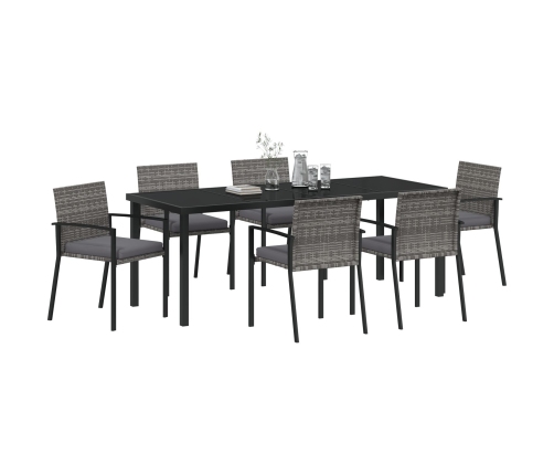 Juego de Comedor de Jardín de 7 Piezas Gris Poliratán