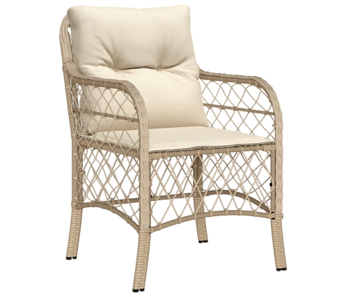 Conjunto de Comedor de Jardín  de 9 Piezas con Cojines Beige Poliratán