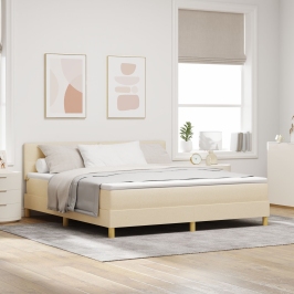 Cama con Box Spring  con Colchón Crema 180x200 cm Tela