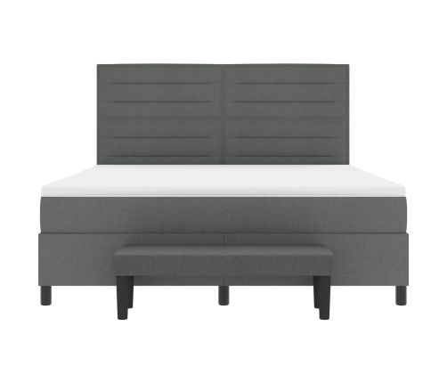 Cama con Box Spring y Colchón Banco Gris Oscuro 180x200 cm Tela