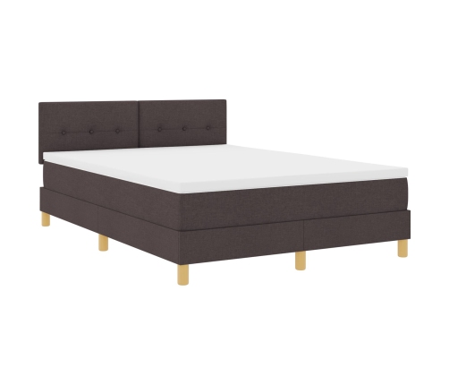 Cama con canapé y colchón LED marrón oscura 140x190 cm tela