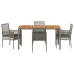 Conjunto de Comedor de Jardín  de 5 Piezas con Cojines Gris Poliratán