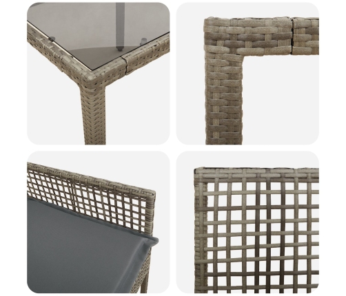 Conjunto de Comedor de Jardín de 9 Piezas con Cojines en Gris de Poliratán