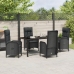 Conjunto de Comedor de Jardín de 5 Piezas  Negro Ratán Poliéster