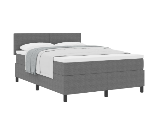 Cama con Somier con Colchón Gris Claro 140x200 cm Tela de Pana