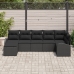 Conjunto de Sofá de Jardín  7 Piezas Negro Poliratán