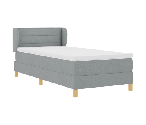 Cama Box Spring  con Colchón Gris Claro 90x200 cm Tela