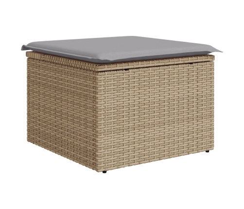 Conjunto de Sofás de Jardín de 9 Piezas con Cojines Beige de Ratán Polipropileno