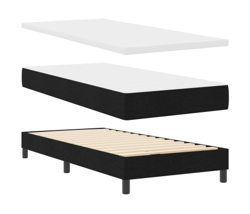 Cama Box Spring de  con Colchón Negro 100x200 cm de Tela