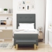 Cama con Sommier y Banco Gris Oscuro 100x200 cm Tela