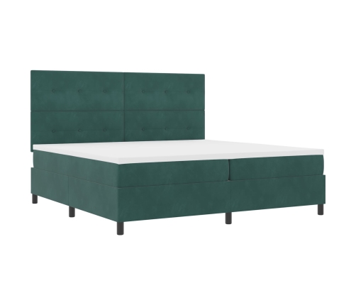Cama Box Spring con Colchón Verde Oscuro 200x200 cm Terciopelo