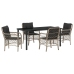Set de Comedor de Jardín de 5 Piezas con Cojines Gris Claro Rattan PE