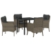 Conjunto de Comedor de Jardín  de 5 Piezas con Cojines Gris Poliratán