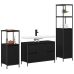 Juego de Muebles de Baño de 3 Piezas - Madera Ingenierizada en Negro Roble