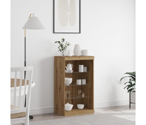 Sideboard con Luces LED de  de Roble Artesano 60,5x37x100 cm