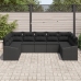 Set de Sofá de Jardín Set de 9 Negro Poliratán, Poliéster, Acero